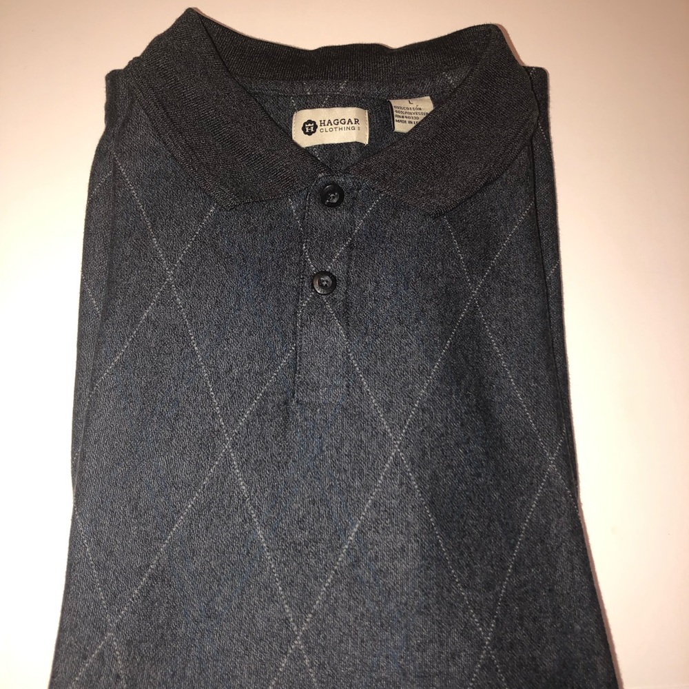 Haggar Classic-Fit Jacquard Long-Sleeve Polo